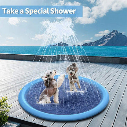 Inflatable Splash Sprinkler Pad Pet Swimming Pool Sprinkler for Kids Folding Pool Cat Bath Basin Cat Dog Water Spray Mat Toy