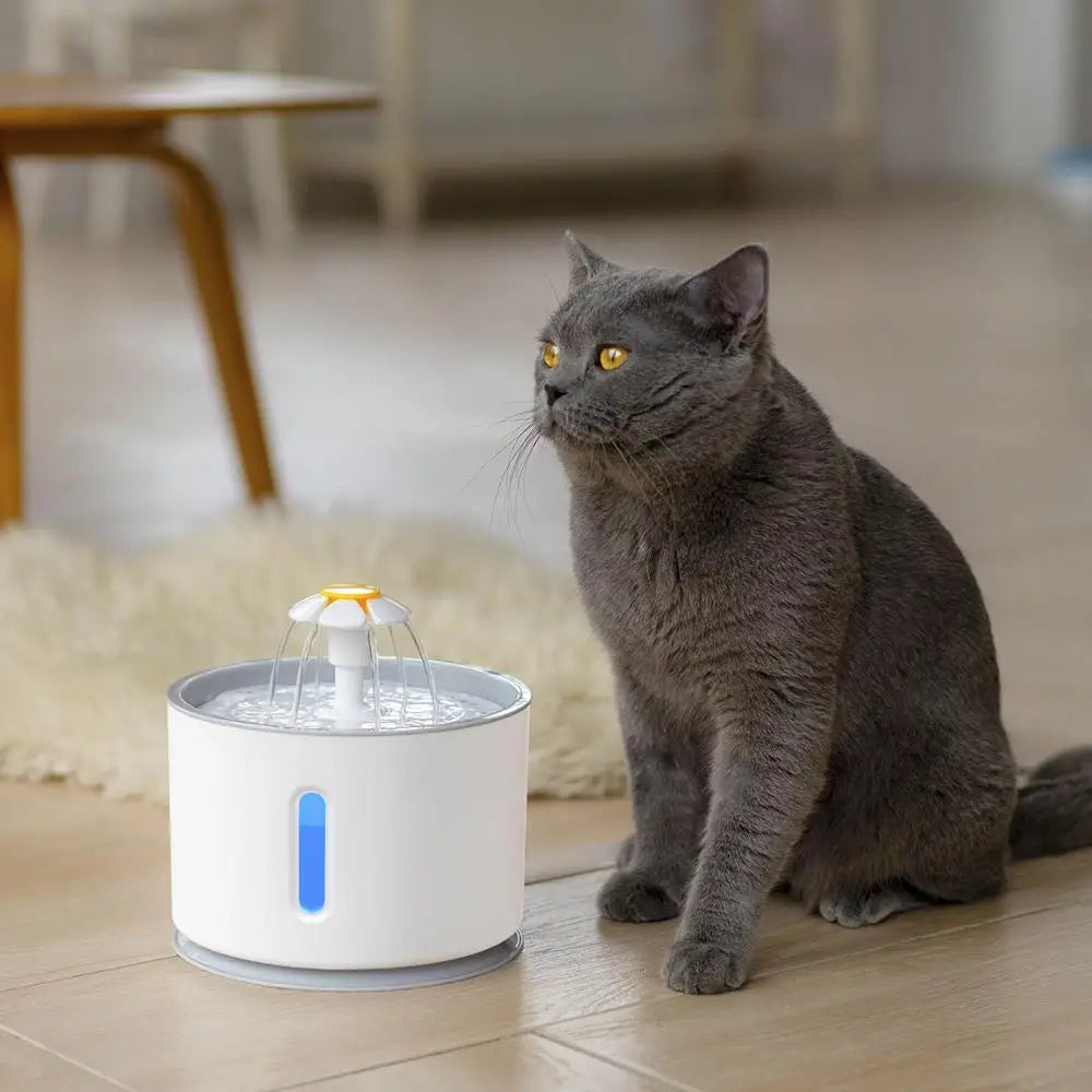 2.4L Automatic Pet Cat Water Fountain with LED Electric Mute Water Feeder USB Drinker Bowl Pet Drinking Fountain Dispenser